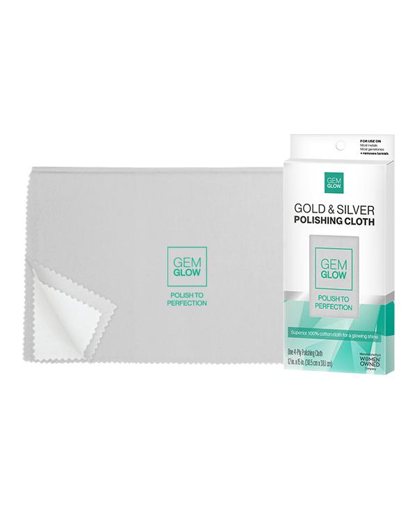GEM GLOW Fine Jewelry Cleaning Kit with Liquid Cleaner, Polishing Cloth, and Touch-up Brush for Diamond, Sapphire, Gold, and Platinum Jewelry