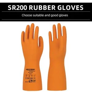 5 Pairs Chemical Protection Gloves High Voltage Electrical Insulation Worker Gloves, Rubber Waterproof Work Gloves, Anti-Slip Grip
