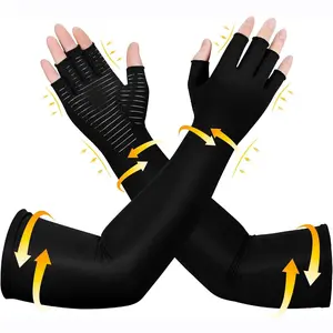 High Elasticity Compression Long Gloves, 1 Pair Breathable Cycling Gloves for Women & Men, Outdoor Sports Gloves, Arm Protective Gear for Running, Fitting, Outdoor Sport