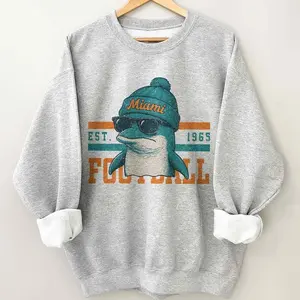 Miami Football Vintage Shirt, Dolphin Sports Fan Apparel, Trendy Game Day Gift Unisex Football Sweatshirt