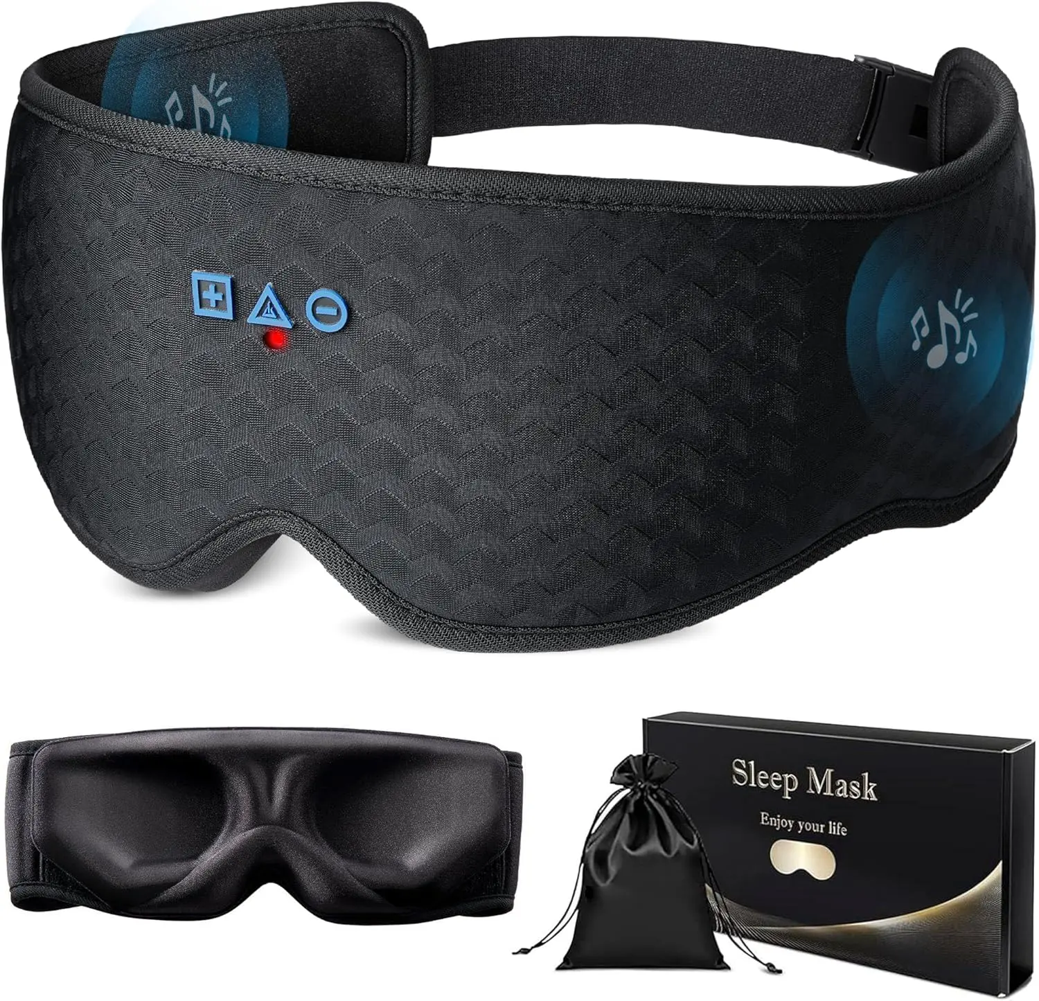 Bluetooth Sleep Mask Headphones: 100% Blackout Eye Mask with Detachable Washable 3D Contoured Liner - Zero Eye Pressure, No Lash Crush, Adjustable Speakers, Bluetooth 5.4, Gift for Relief & Travel Smart Eye Mask Sleeping Eye Mask