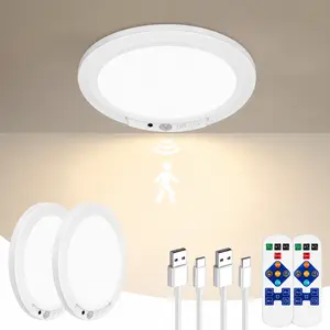 Rechargeable Motion Sensor Ceiling Light with Remote, Battery Operated Closet Light No Wiring, Wireless LED Shower Lights, 3 Colors Dimmable Indoor Overhead Lamp for Closet Shower Pantry Shed Hallway automatic living