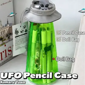 Creative Space Theme Ufo Storage Box, Transparent Desk Organizer for Stationery, Fun Pencil Case for School and Home, Portable Makeup Bag for Travel, Cute Gift for Ramadan and Valentine's Day