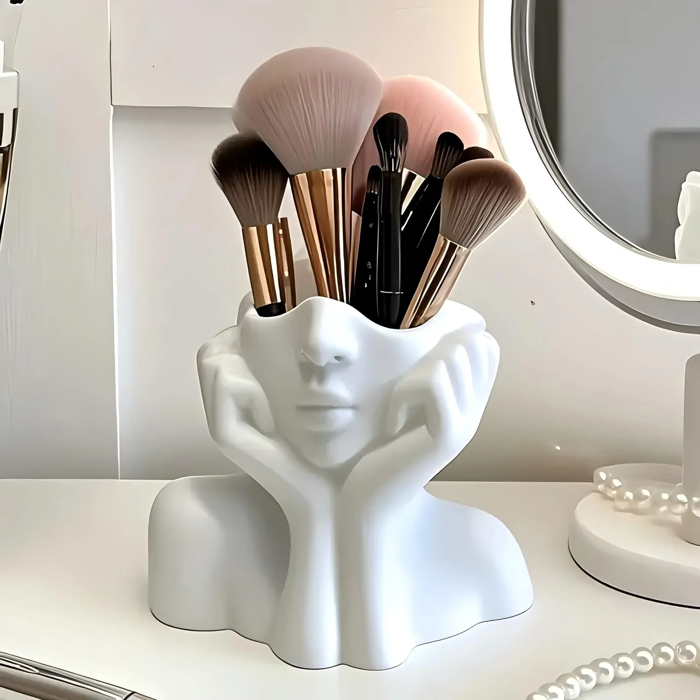 Unique Creative Makeup Brush Holder Pen Case Storage Box, Durable Storage Organizer, Desktop Organizer Tool, 1 Piece Set, Cute Cosmetic Storage, Beauty Supplies Organizer, Beauty Drawer Organizer, Cosmetics Organizer Storage