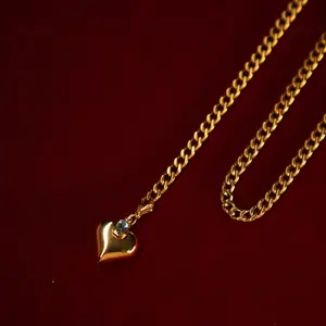 VelourBliss Golden Mirage Heartlock Necklace Chain with Heart-Shaped Lock & Ocean Blue Gemstone Adjustable Fashion Jewelry for Unisex Romantic Gifts