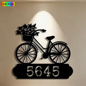 1pc Bicycle with Flower Basket Metal Wall Art,Bicycle Statue Mural, Ideal Gift for New Year, Easter, Home Decor Enthusiasts, Rust-Resistant Metal Wall Decor Wall Sculptures, Perfect for Outdoor Wall & Garden Fence Bicycle Enthusiasts