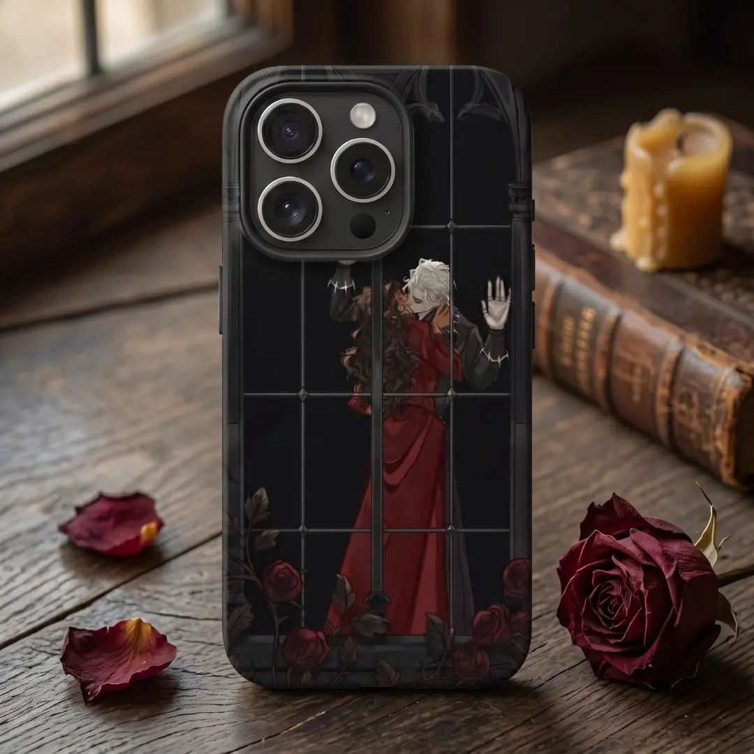 Alchemisedd Phone Case for iPhone 17 16 15 14 13 12 11 Pro Max, Dark Romance Window Kiss Cover, BookTok Fantasy Reader Gift