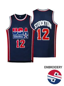 USA Basketball Jersey #7#12#15 Dream Team Basketball Uniform Sewing Embroidery Retro USA Basketball Shirt Breathable Mesh Classic American Basketball Apparel Men's Sports Jersey Sleeveless Jersey Basketball Game/Training Wear/ Outdoor Sports /Fan Apparel
