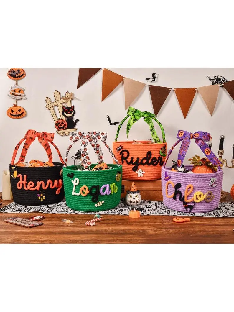 Personalized Halloween Treat Basket,Trick or Treat Bag,Halloween Candy Basket,Trick or Treat Basket,Candy Tote,Halloween gift,Halloween Tote Vlad