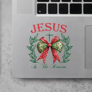 Christmas Jesus Is The Reason For The Season Coquette Bow 2x2 inches Cut Out Sticker
