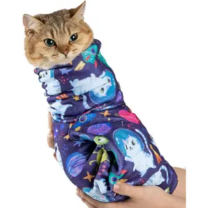 27.6" Cat Wrap for Grooming, Nail Cutting Cat Restraint for Nail Clipping Self Adhesive Blanket Restraint Cloth for Cats Within 15lbs