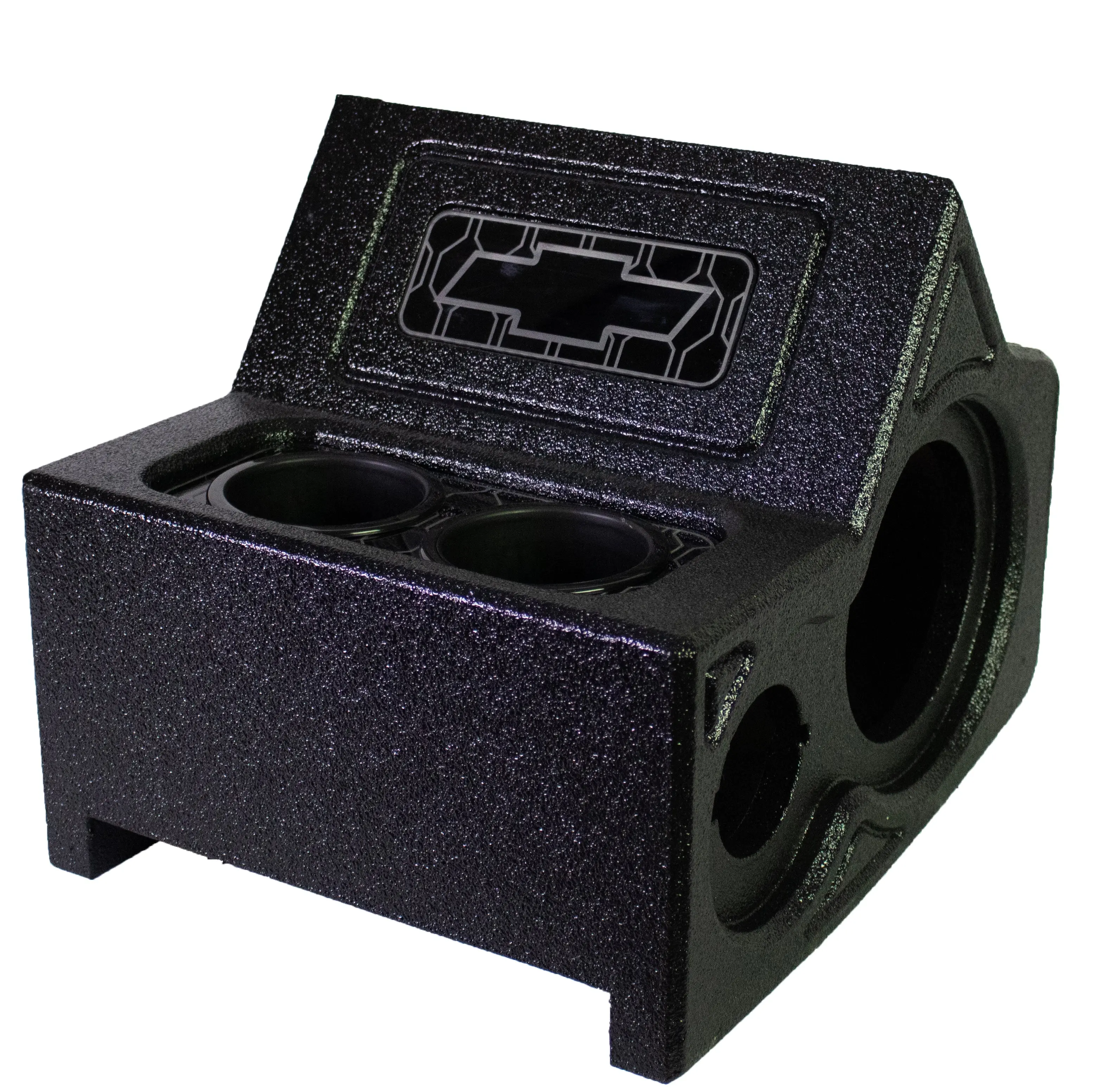 Custom Center Console for 1988-1998 Chevy Silverado & GMC Sierra Bench Seat - Truck Accessories Interior, Car Organizers, Rugged Finish, Pre-Cut 6.5" Speaker Cutout, Dual Speaker Fits, 3.8" Tweeters, Cupholders, Bedliner Coat, Automotive Stowing Supplies
