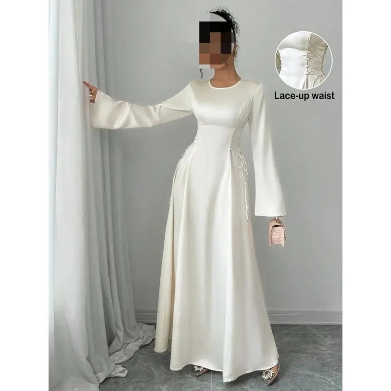 slim fit dress slacks Princess Polly Women's Lukea Long Sleeve Minidress - White main image 1