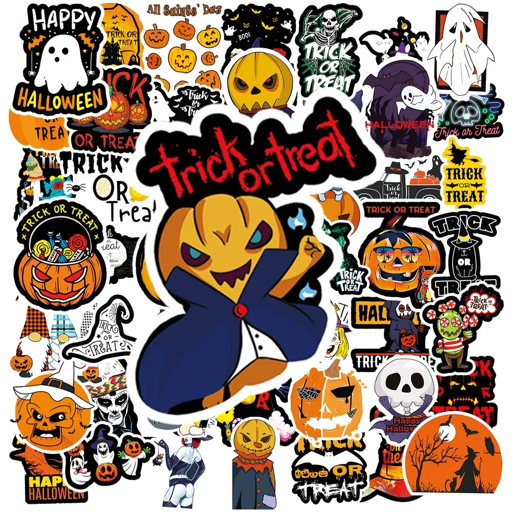 50PCS Halloween Stickers Pack, Cute Spooky Pumpkin Ghost Vinyl Decals, Waterproof Halloween Stickers for Car forCar Lapt Laptop Water Bottle Phone Case Notebook DIY Party Decoration, Trick or Treat ThemeHalloween 2026 Halloween Decor Halloween Party Ideas