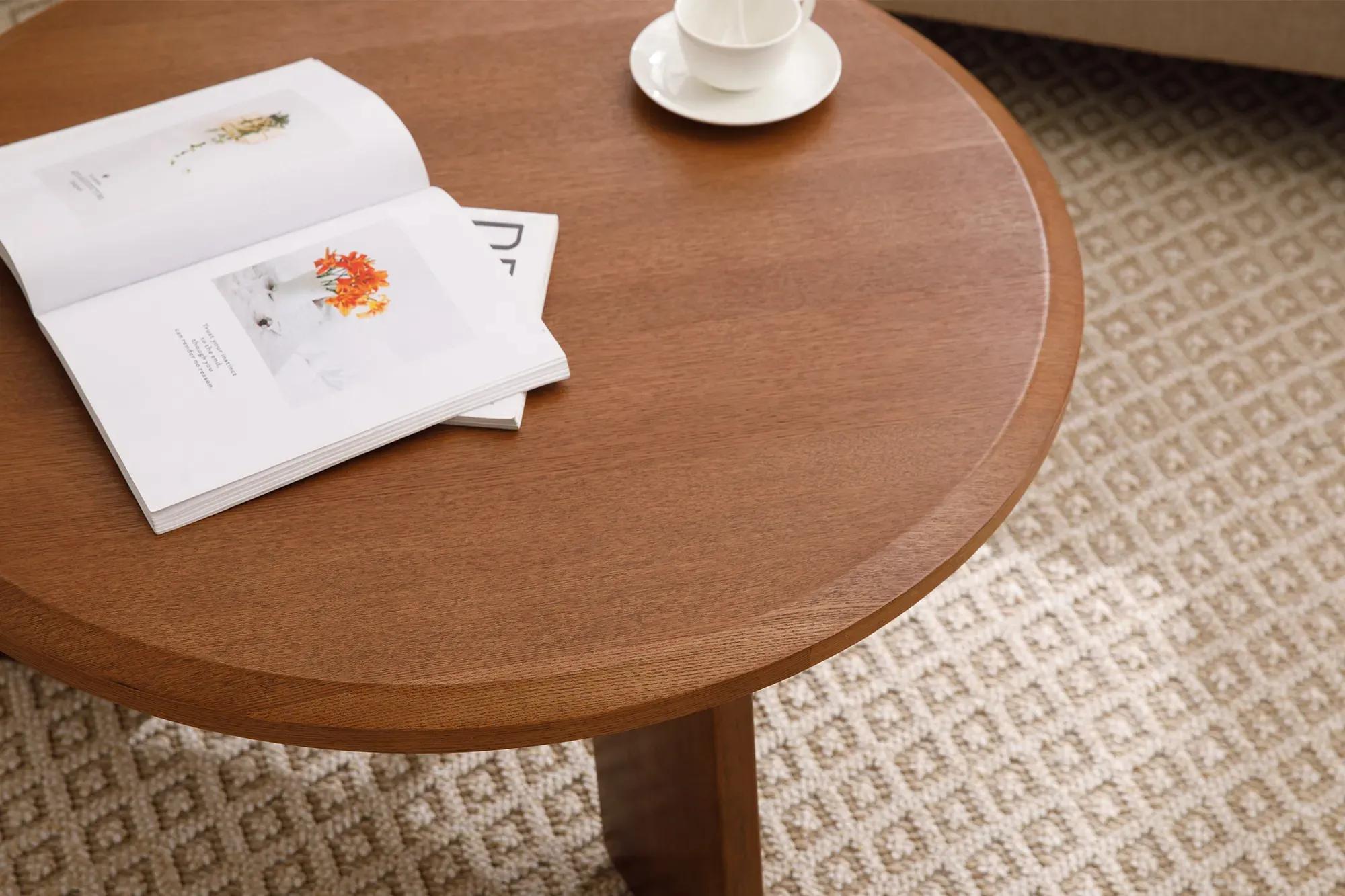 DAYALANE 32" Coffee Table for Living Room, Modern Small Round Coffee Table, Accent Table Cute Circle End Table for Small Space, Walnut