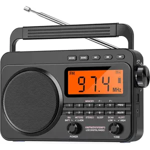NOAA Weather Alert Radio,Digital AM FM Shortwave Radio with  Reception,4000mAh Rechargeable Portable AM FM,Support SD Card
