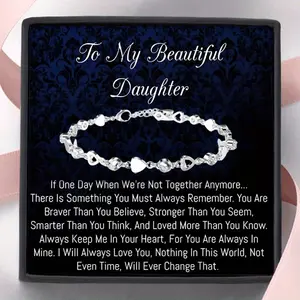 Daughter Bracelets- Women Jewelry, Birthday Gift from Mom or Dad, Engraved Daughter Jewelry with Love Message