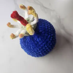 Doompop Handmade: Crocheted Flora of Hyrule - No. 1: "Goron Special Crop" the Bomb Flower 8" Throw Pillow