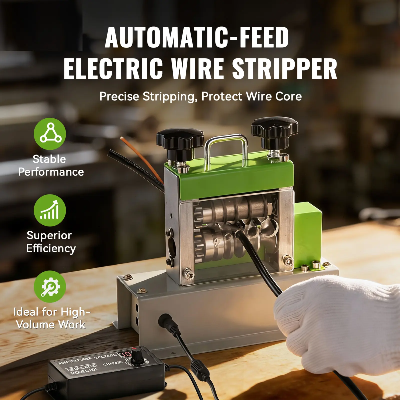 EasyWox 35W Motorized Wire Stripper Machine, Electric Cable Stripping Tool - Tools and Gadgets, Automatic Feed Saves Effort, Faster Terminal Prep, Fewer Hand Motions, Simple Feed, Quick Precise Stripping, Protects Wire Core, All-Seasons Use