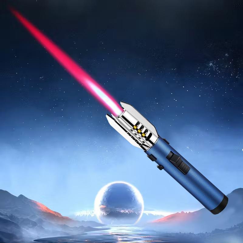 Windproof butane torch lighter, 360 ° use, with adjustable flame and lock switch, turbo torch spray ignition gun, camping barbecue welding supplies, cigar tools, perfect for cooking, Halloween, Christmas, Father's Day (without butane gas)