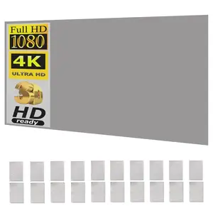 Foldable Portable Projector Screen Metal Anti-Light HD 100/120-inch Film with Self-Adhesive Backing No-Drill Movable Screen for Apartments & Dorm Rooms