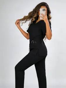 Unisex Scrubs Set, Wrinkle-Free Quick-Drying Stretch Fabric, Comfortable Medical Workwear for Healthcare Professionals, Casual Style