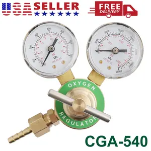 Heavy Duty Oxygen Welding Regulator CGA 540 – Solid Brass Victor Compatible, Dual Gauge Pressure Regulator for Oxygen Tank, Oxy‑Acetylene Torch, Cutting, Brazing, Soldering – Accurate Gas Pressure Control, Workshop Replacement Tool