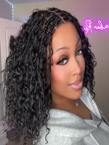 13x6 HD Lace Front Wig Glueless Wear & Go 16", Boho Braids Water Wave Pre-Cut Lace Wig, Premium Fiber, Beginner Friendly