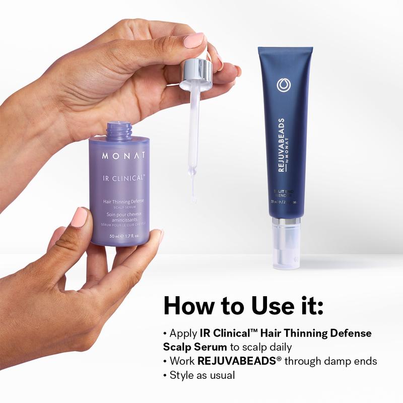 Scalp to Ends Duo. MONAT IR Clinical Hair Thinning Defense Serum + Rejuvabeads