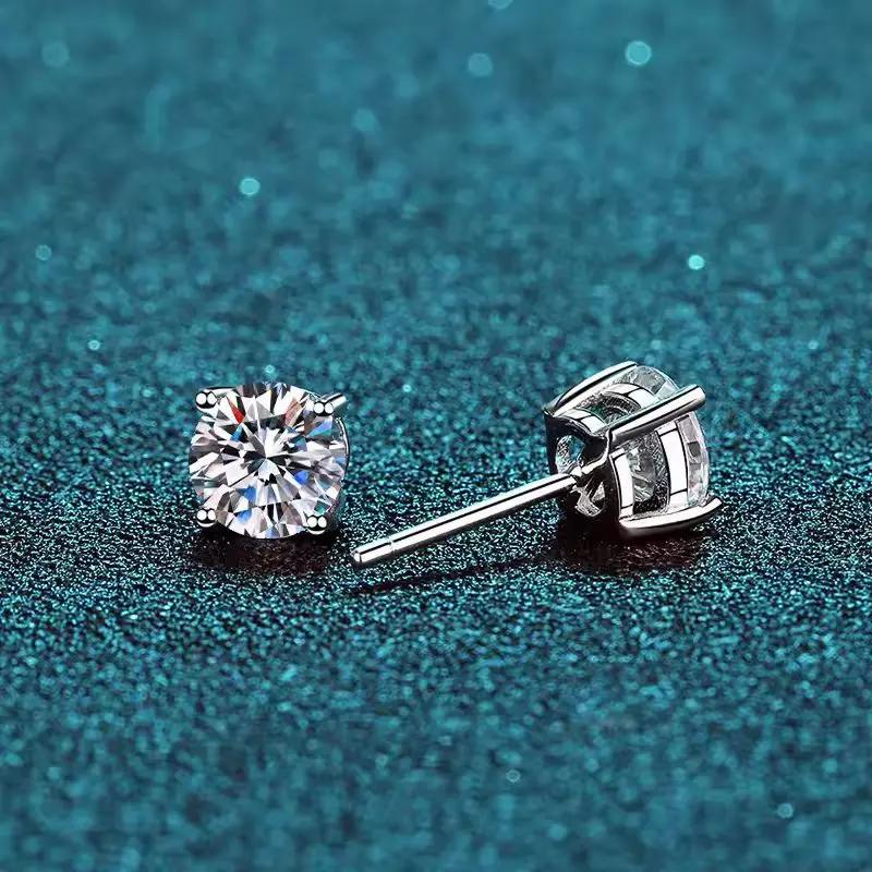S925 Sterling Silver Moissanite Stud Earrings, Sparkly Ear Rings That Pass a Diamond Tester, 14K Gold or White Gold Plated, Trendy Jewelry Post Earring, Unique Earring Gift for Her