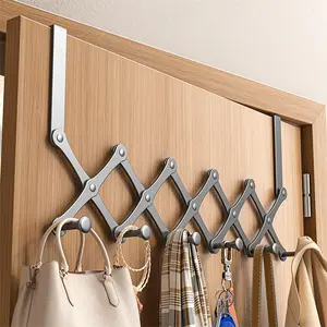 Retractable Over The Door Hooks 6 Hooks Space Saving Hanger
