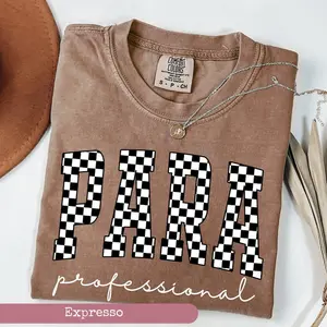 Comfort Colors Checkered Paraprofessional Shirt, Paraprofessional Shirts, Para Squad Shirt, Teacher Aide Graphic Tees, Back To School Gift