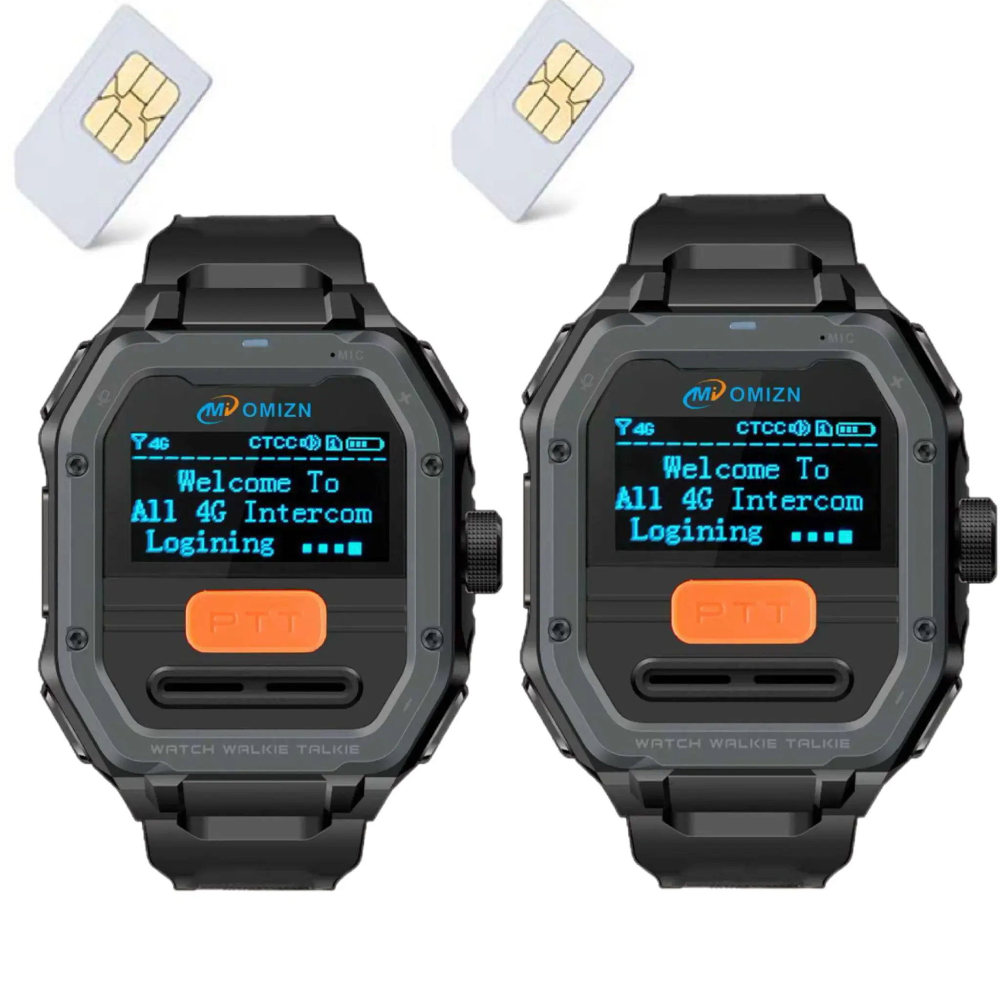 Watch Walkie Talkie 4G Unlimited Range PoC Radios VOX Hands-Free IP65 AES256 Noise Reduction Type-C Charging