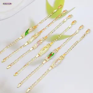 Guadalupe Virgin Mary Bracelet for Women, Catholic Faith Charm Bracelet with Enamel Pendant, Religious Christian Jewelry for Daily Wear, Christening, Communion and Faith Gift