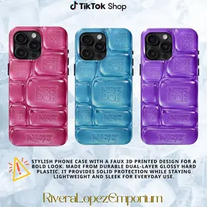 Bubble Style Printed 3D Effect Tough Phone Case, Cool Crush IceCube Phone Case, 3D Visual Printed Graphic Hard Phone Cover, Phone Accessories