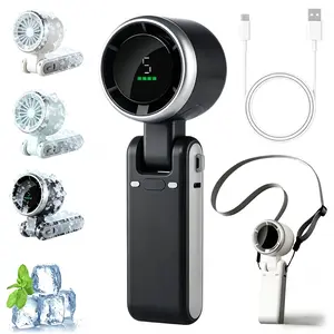 Mini Handheld Fan with LED Display – 6-Speed Turbo Pocket Fan for Women. USB Rechargeable, High-Speed Cooling for Travel & Makeup. Perfect Gift. Portable Refrigeration