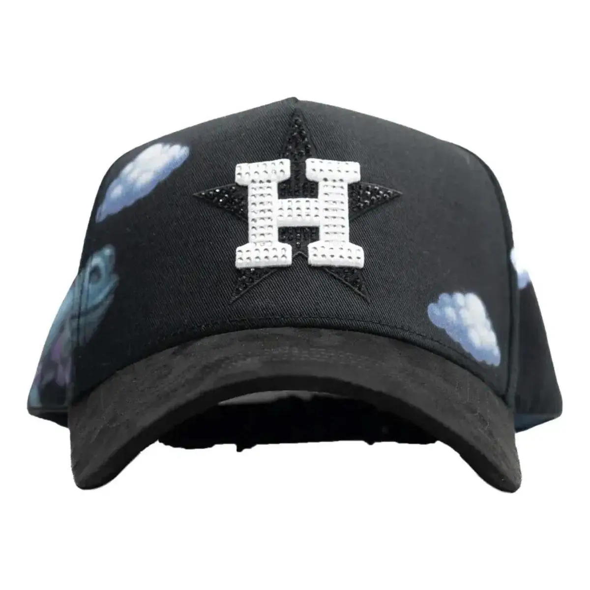 Premium Beanie Black for Men, Versatile Urban Style Hat with Cloud Print Graphic and Adjustable Fit, High Quality Hat