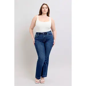 Judy Blue Full Size High Rise Flare Jeans with Pockets Plus Size jean for