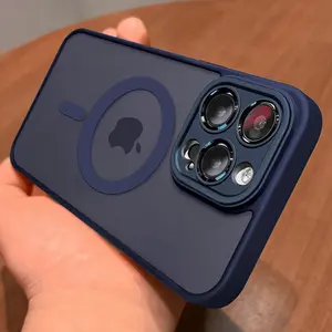 Luxury Magnetic Matte Translucent Shockproof Case For iPhone 16 15 14 13 12 11 Pro Max Plus For Magsafe Wireless Charging Cover