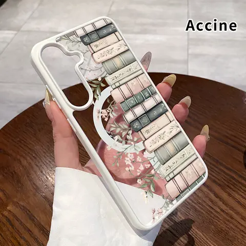 Protective Magnetic TPU & Transparent Acrylic Cellphone Case for Samsung Galaxy S22+-S26 Edge, Wireless Charging Compatible, Anti-Drop Shockproof, Non-Yellowing, Blooms Pattern, Raised Bezels, Fingerprint Compatible Smartphone Accessory