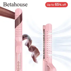 Betahouse Airflow Curling Iron Flat Iron Hair Straightener and Curler 2 in 1, 360° Cool Air Hair Straightener Ceramic, 5 Temps Dual Voltage for Long Short Hair Styling Kit Salon Equipment