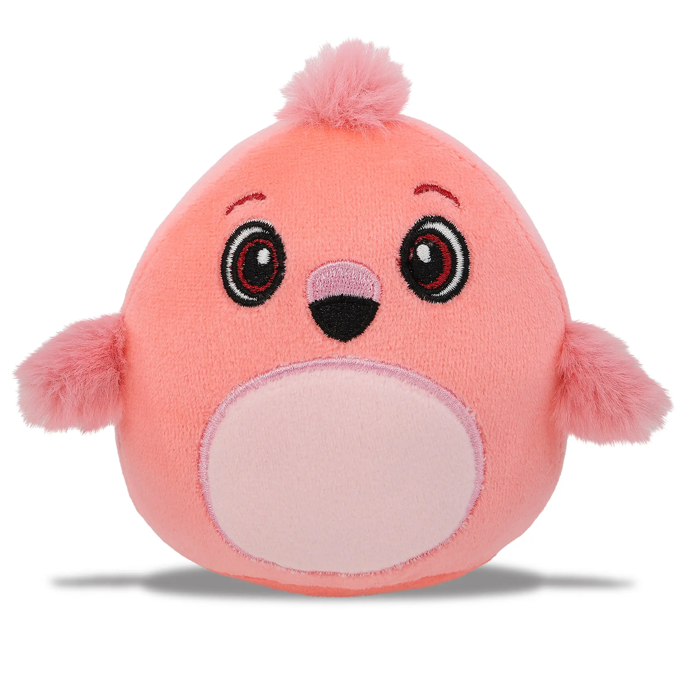 DolliBu Flamingo Snug-Mooshies Plush Bird Toy - 3.5lx3wx4h in Compact Polyester Stuffed Toy, Unisex Squishy Filling, Soft Sensory Companion for 3-4 Years Kids to Squeeze, Soothe Stress, Cuddle
