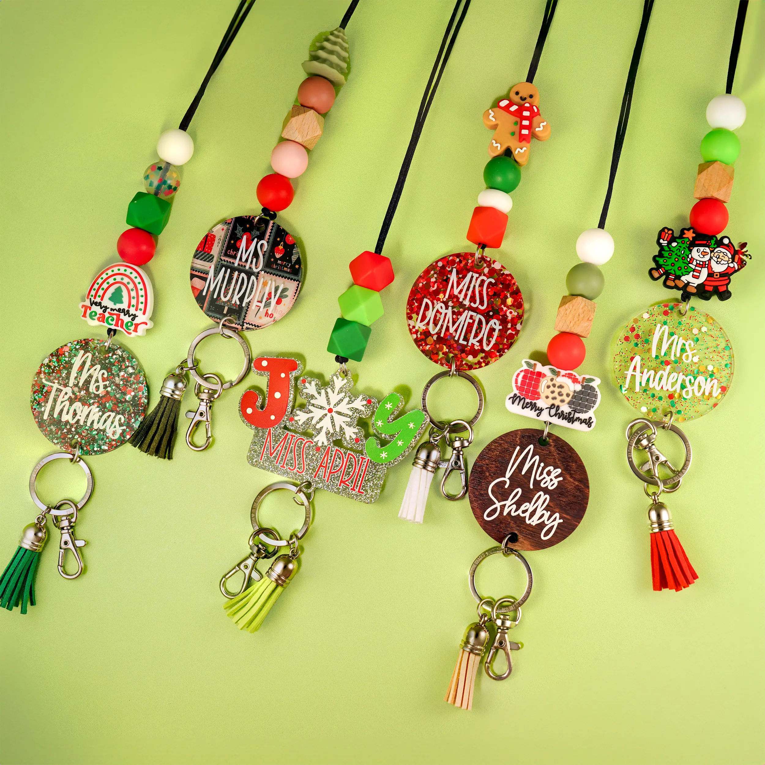 Personalized Christmas Teacher Lanyards - Teacher Gifts - By the Graces Teacher Lanyard