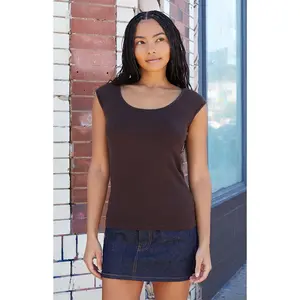 John Galt Women's Brown Scoop Neck Top