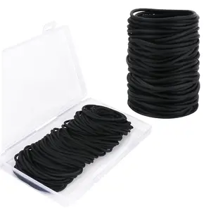 Hair Ties, 100 PCS Ponytail Holders, Black Hair Elastics for Thick Hair, Black Hair Bands for Women, Damage-Free Rubber Bands for Hair, Hair Styling Accessories (2 mm)