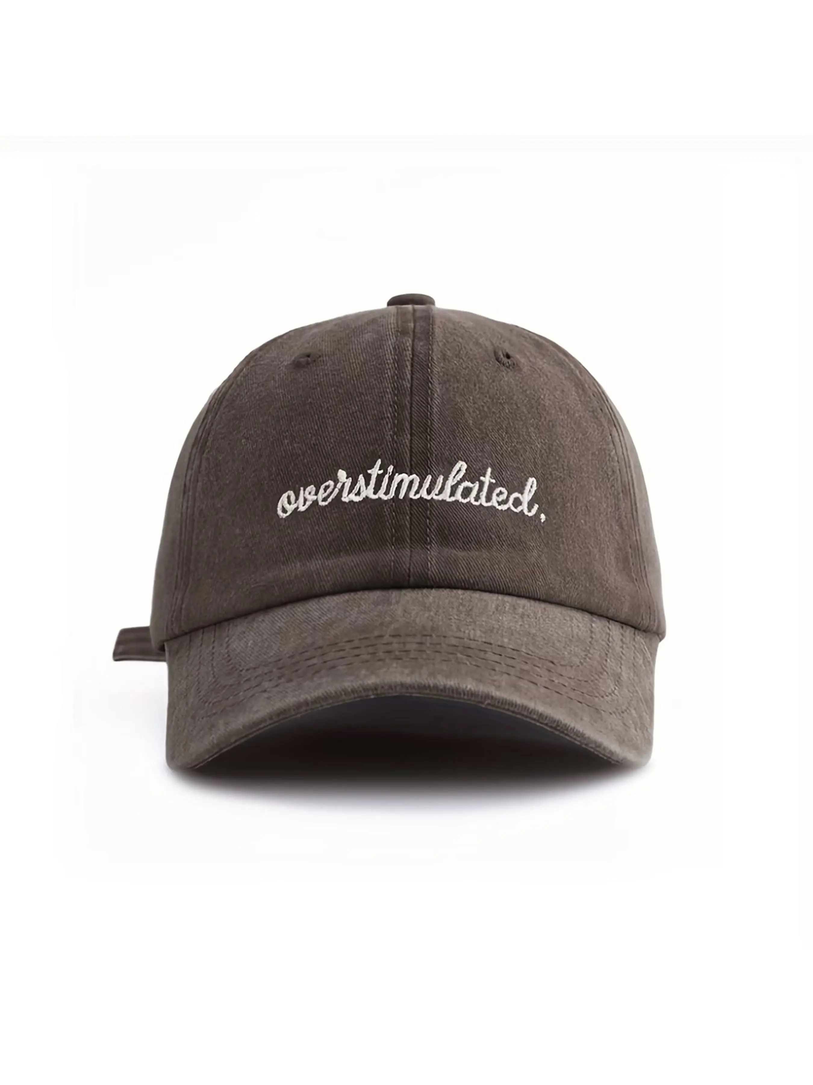 Overstimulated Women's Washed Baseball Hat, Casual Summer Hat, Embroidered Fitted Cap, Fashion Outdoor Retro Streetwear, Unisex Dad Hat, Sun Protection for Beach Travel Cycling, Fitted Baseball Caps, Embroidery Trendy Hat