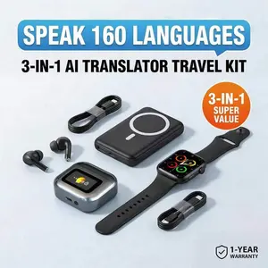 JOCHK Smart Wearable and Charging Kit with AI Translator Earbuds, Smart Watch and Magnetic Power Bank, Set of 3 & charging cable Ideal for gifts, outdoor use, and business