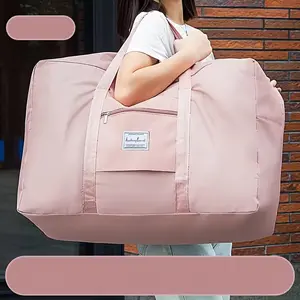 1pc of a Spacious And Robust Storage Bag Made of Heavy-Duty Oxford Cloth - Available in Pink And Black. This Versatile Organizer Is Perfect for Travel, Gym, And Clothing