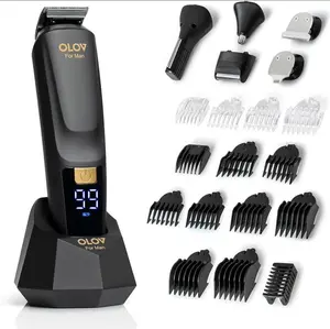 OLOV Beard/Hair Shaver for Men - All-in-One Mens Grooming Kit with Trimmer for Beard, Nose, face, Cordless Hair Clippers Electric Razor, Black Comfort