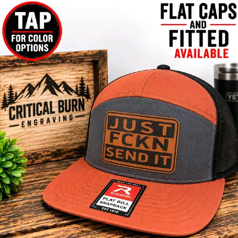 Just FCKN Send It Unisex Cotton Flatbill Snapback - Adjustable Stylish Streetwear Headwear, Bold Motorsport Vibe Slogan, Sun-Shielding for Sunny Drives, Racing Fan 4x4 Offroad Accessory, Men's & Women's Hats